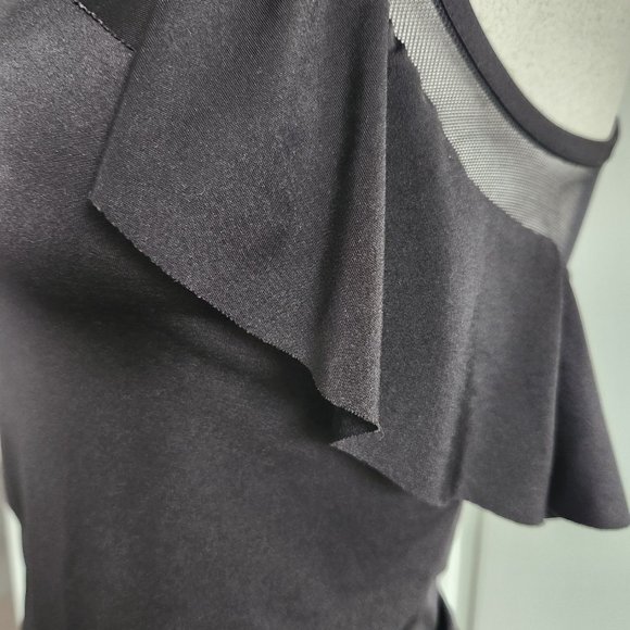 bebe Black Sleeveless Top With Mesh and Keyhole Back, Size Small - Picture 6 of 13